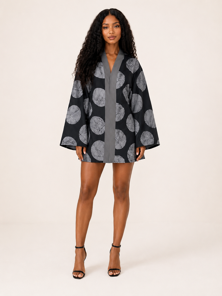 Moonlight Dot Kimono Mini Dress