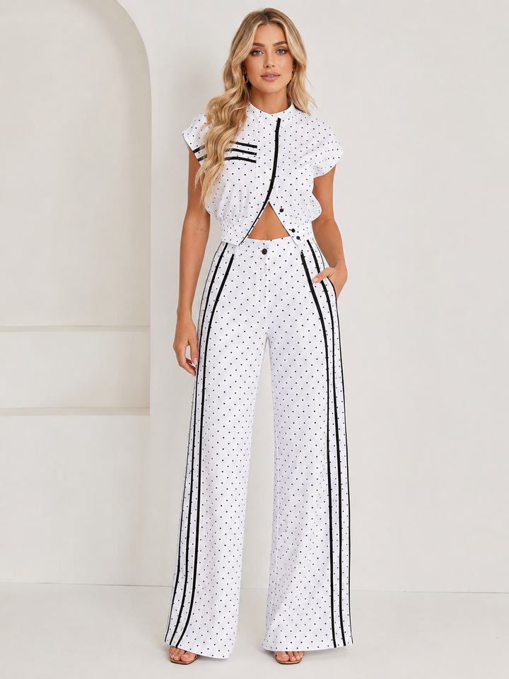 Polka Dot Long Pants Two-Piece Set