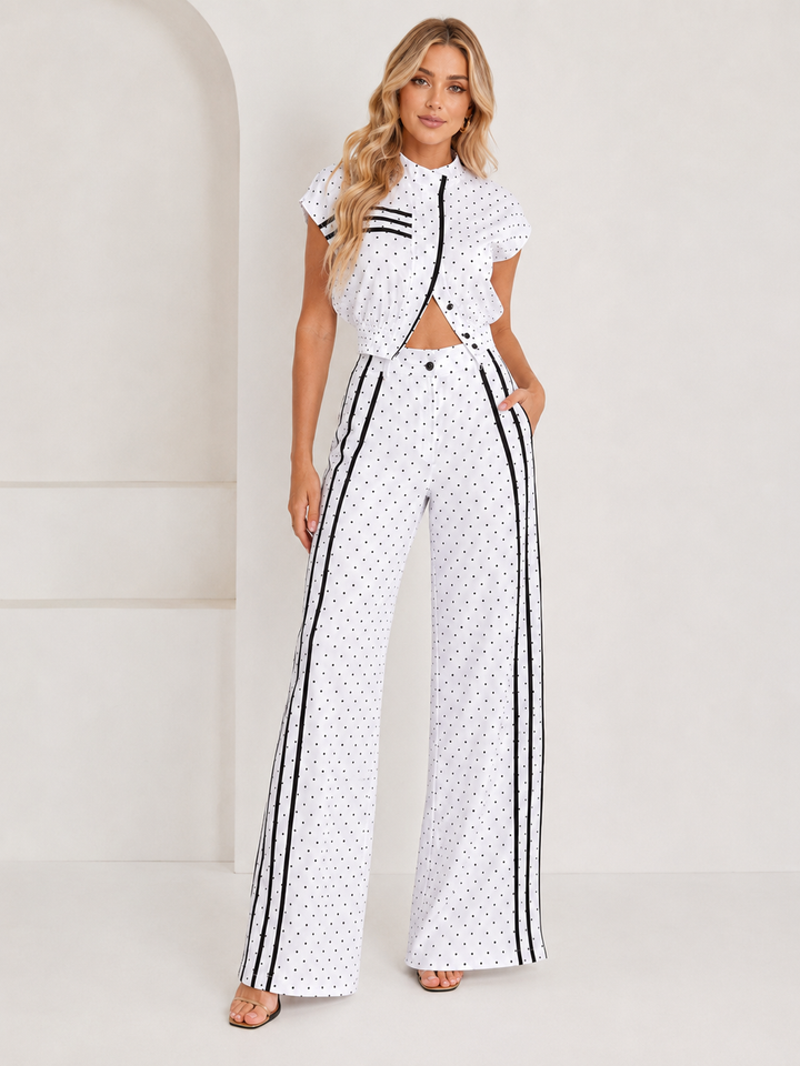 Polka Dot Long Pants Two-Piece Set
