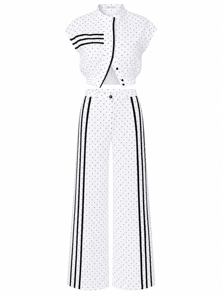 Polka Dot Long Pants Two-Piece Set