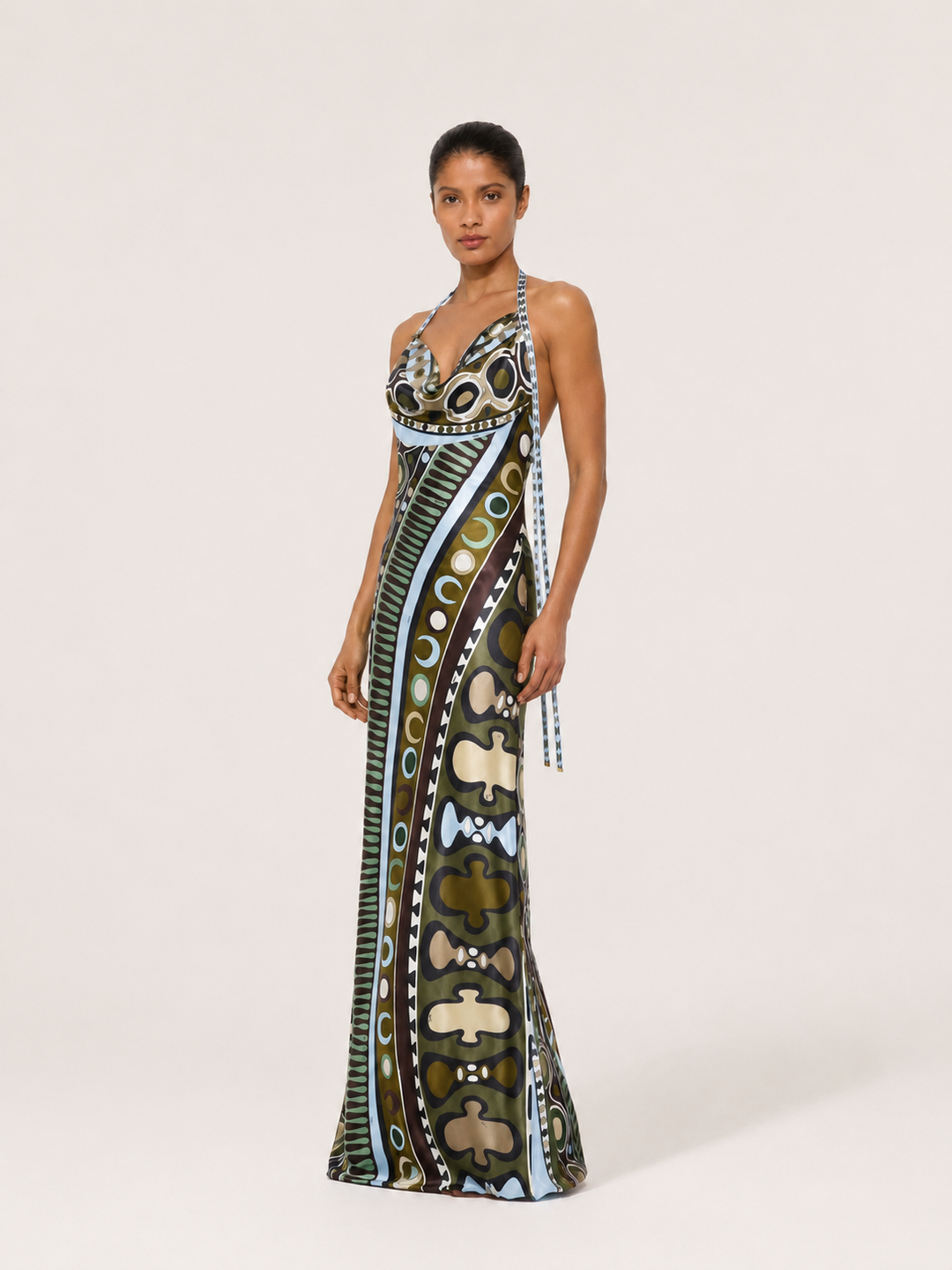 Tribal Print Halter Gown