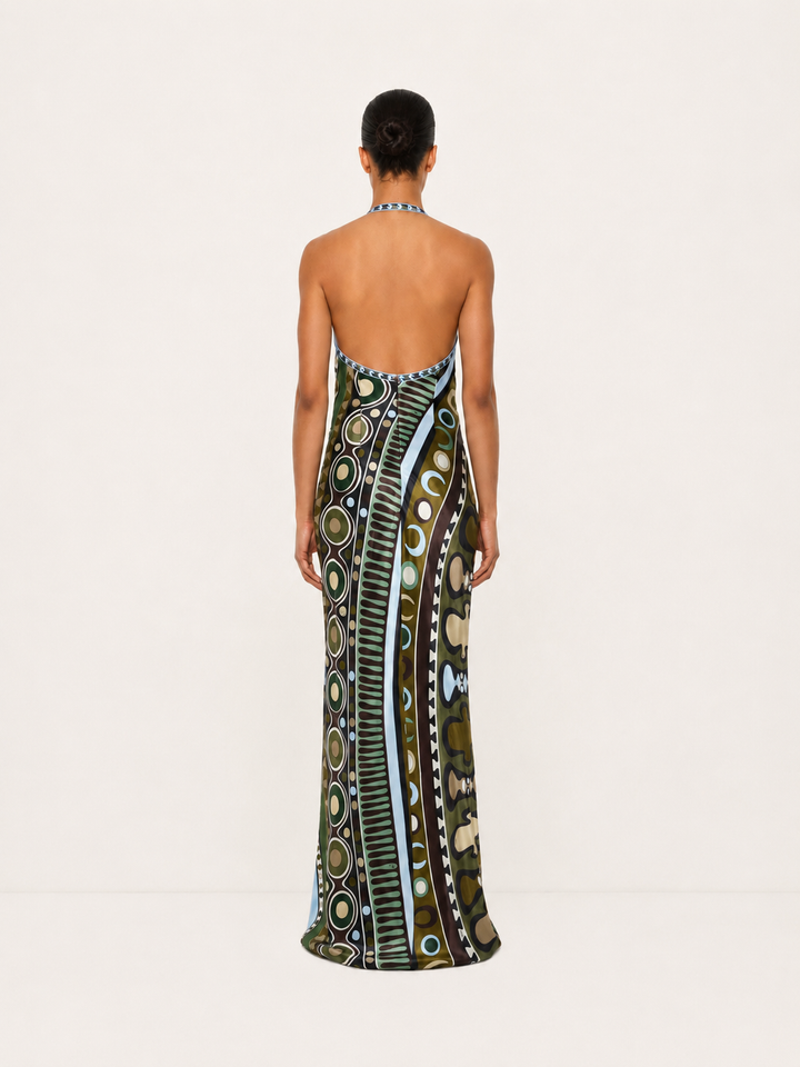 Tribal Print Halter Gown