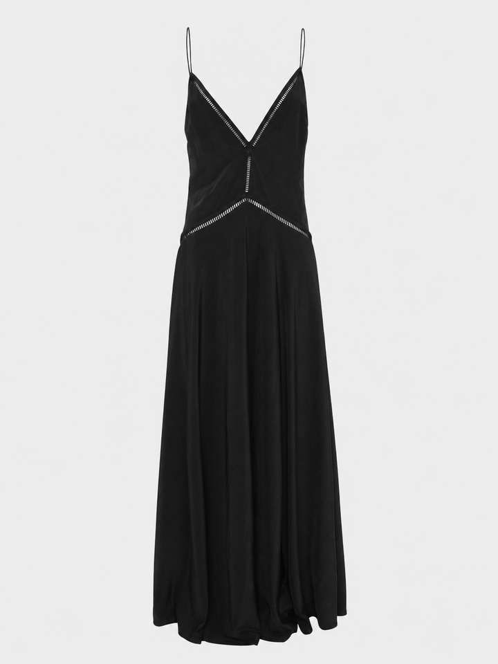 Black Ladder-Trim Slip Maxi