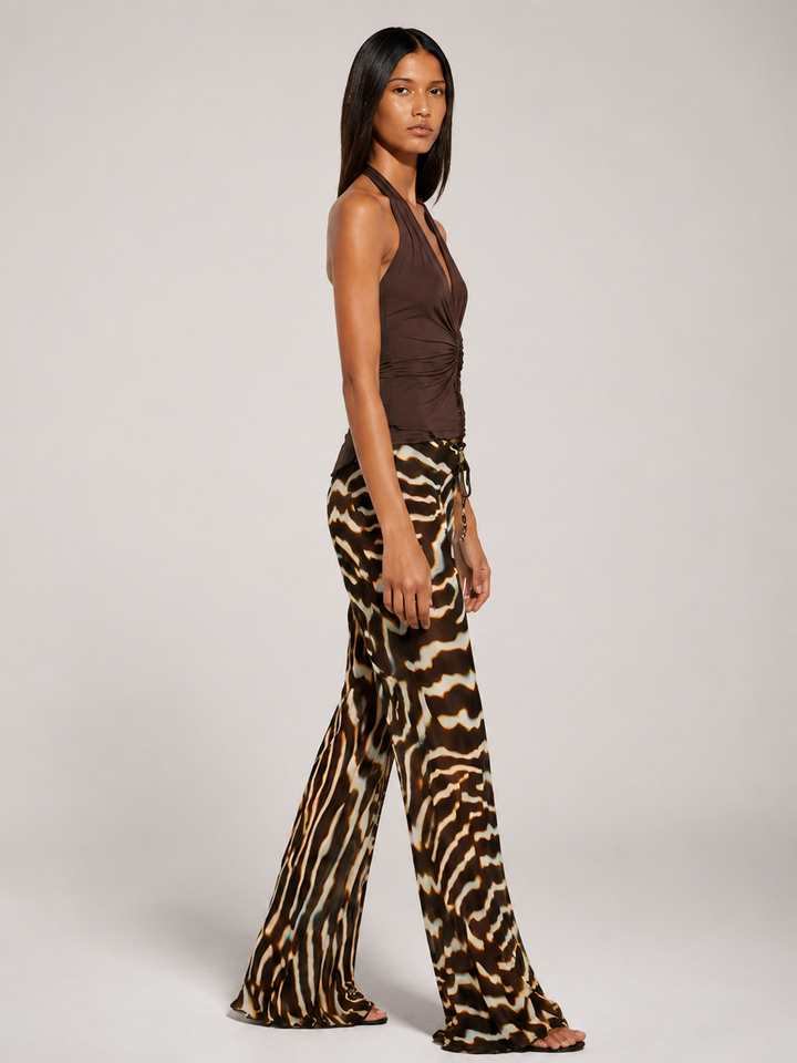 Pantaloni svasati con motivo astratto a zebra