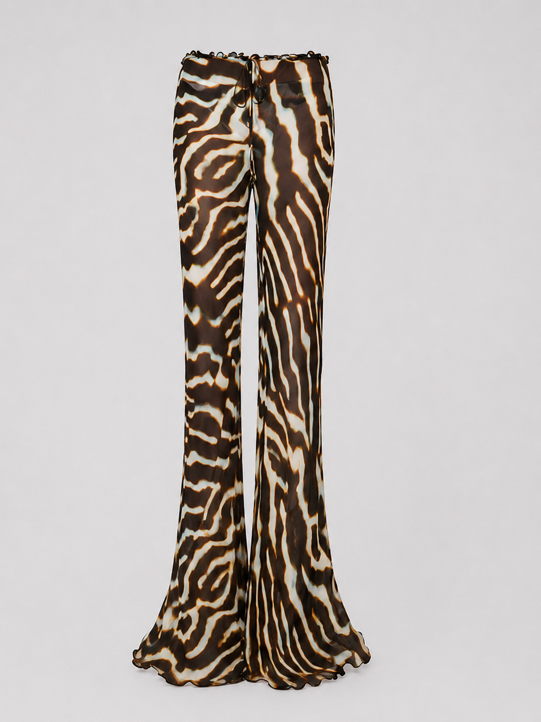 Pantaloni svasati con motivo astratto a zebra