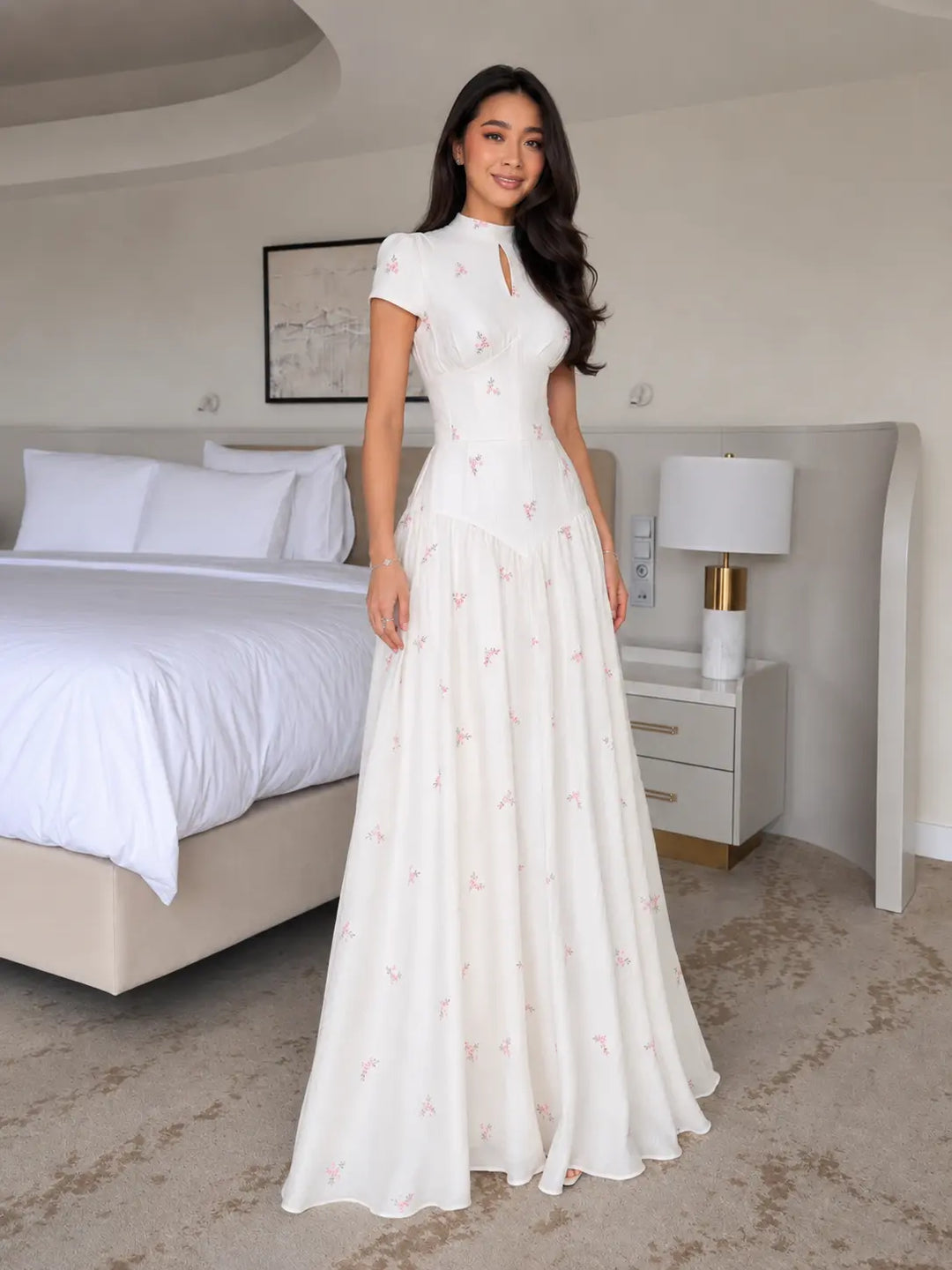 Floral Keyhole Maxi Dress