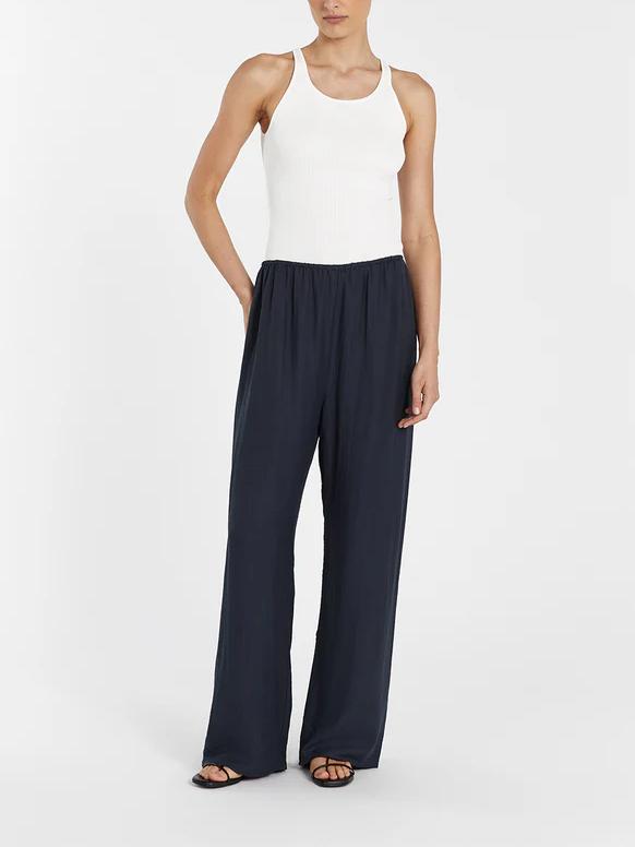 Asymmetrical Twist Detailing Top Linen Blend Pants Set