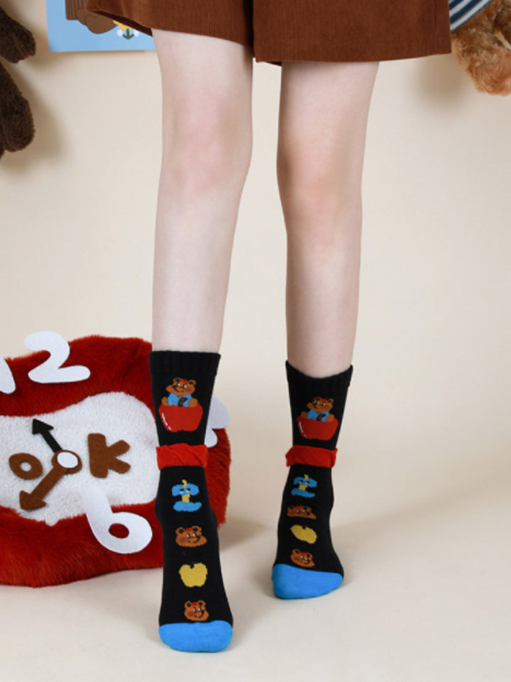 Χαριτωμένες βαμβακερές κάλτσες αρκούδας κινουμένων σχεδίων