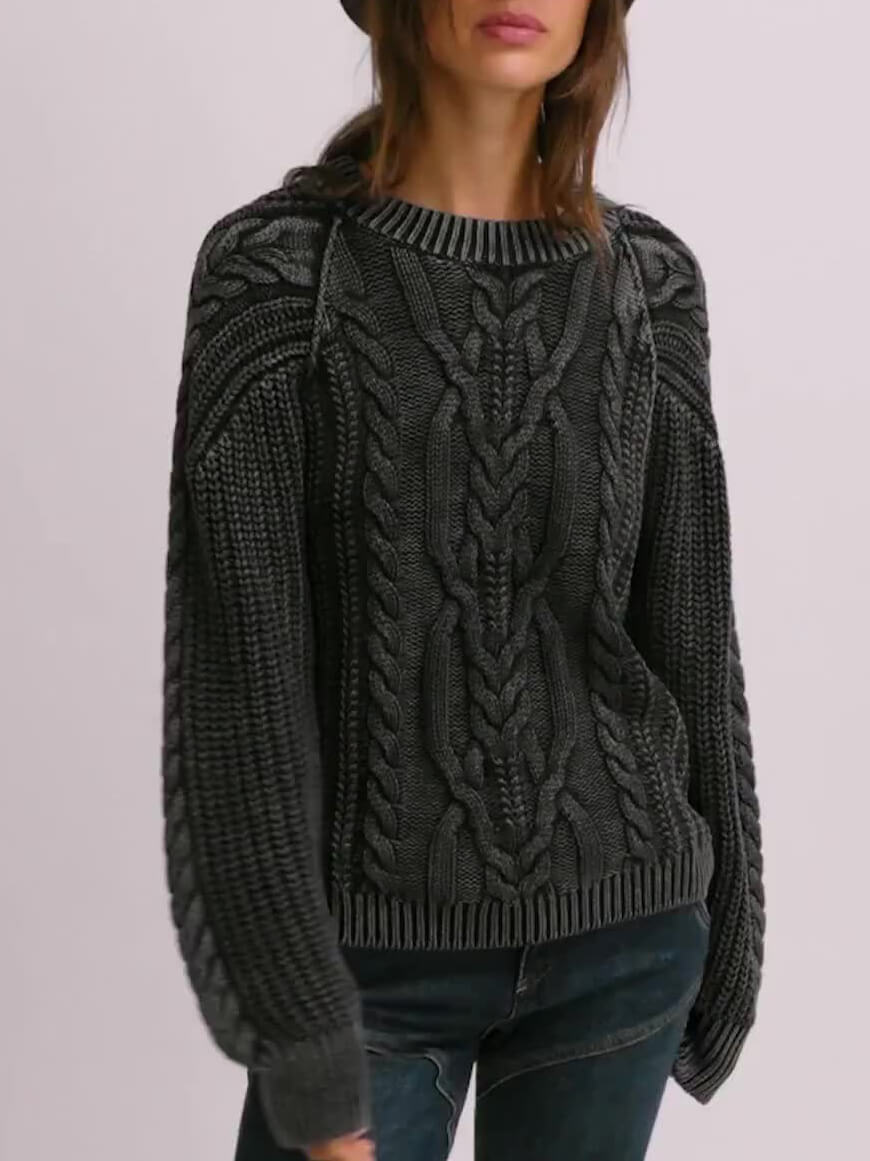 Rundhalset Twist Langærmet Pullover Sweater