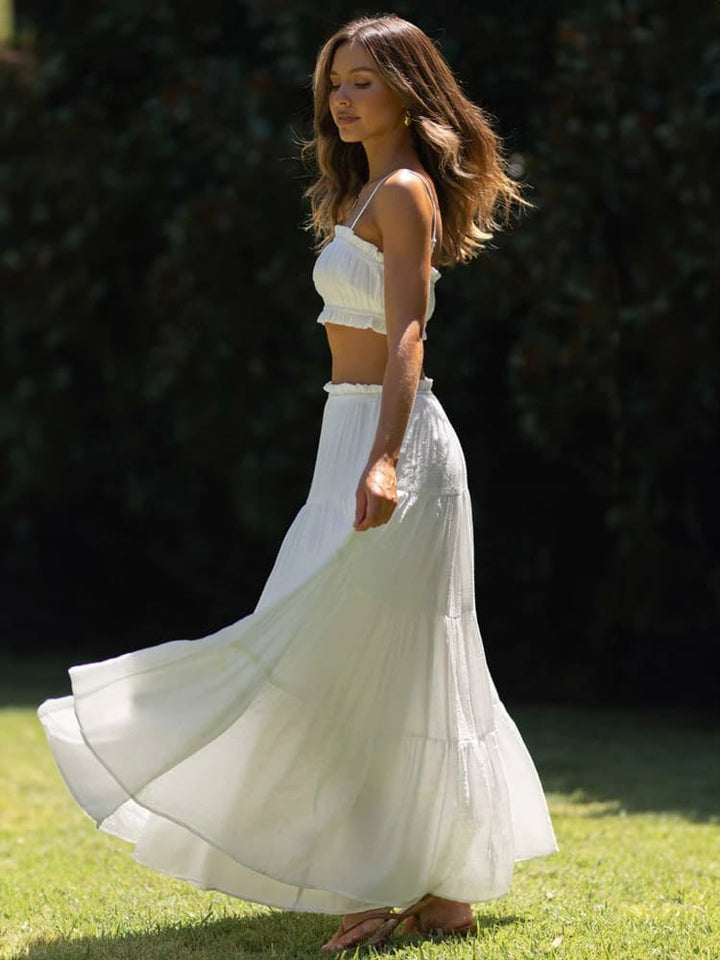 White Tiered Skirts Sets