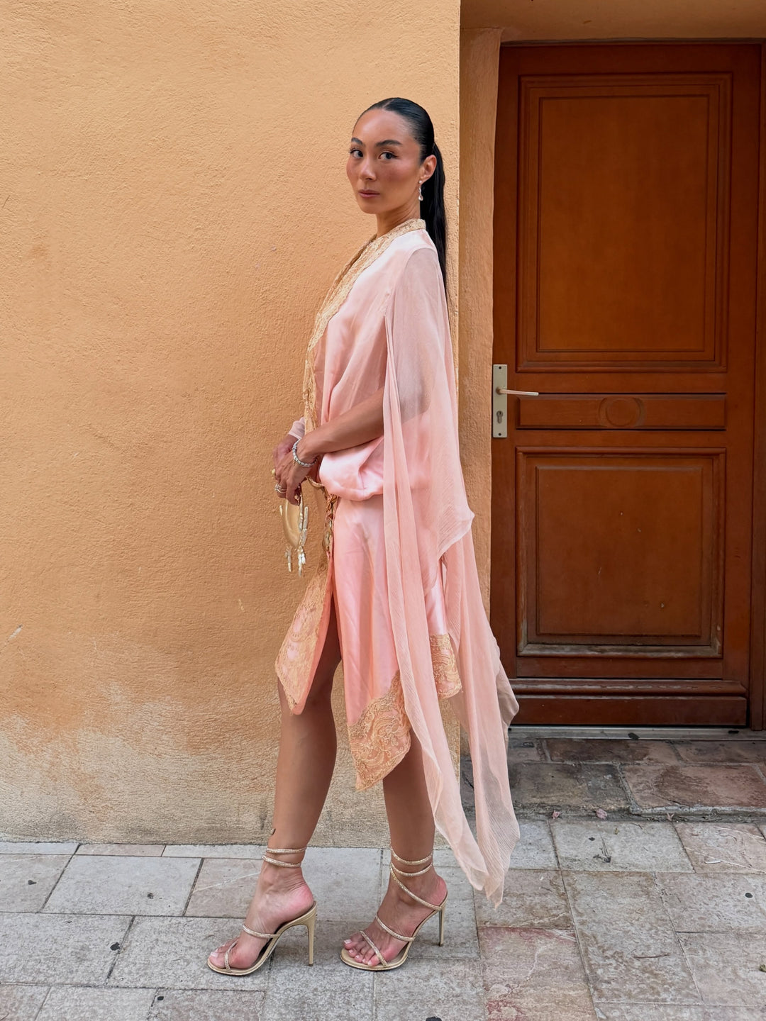 Romantic Draped Cape Mini Dress