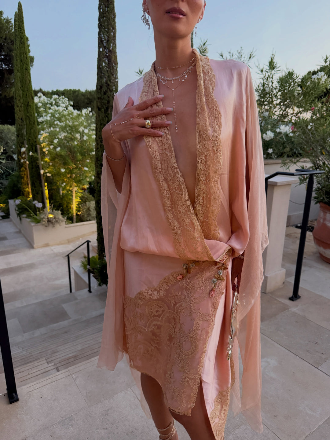 Romantic Draped Cape Mini Dress