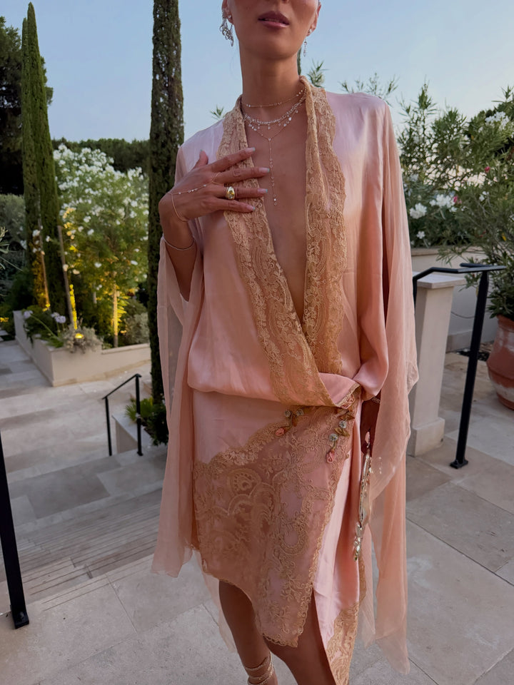 Romantic Draped Cape Mini Dress