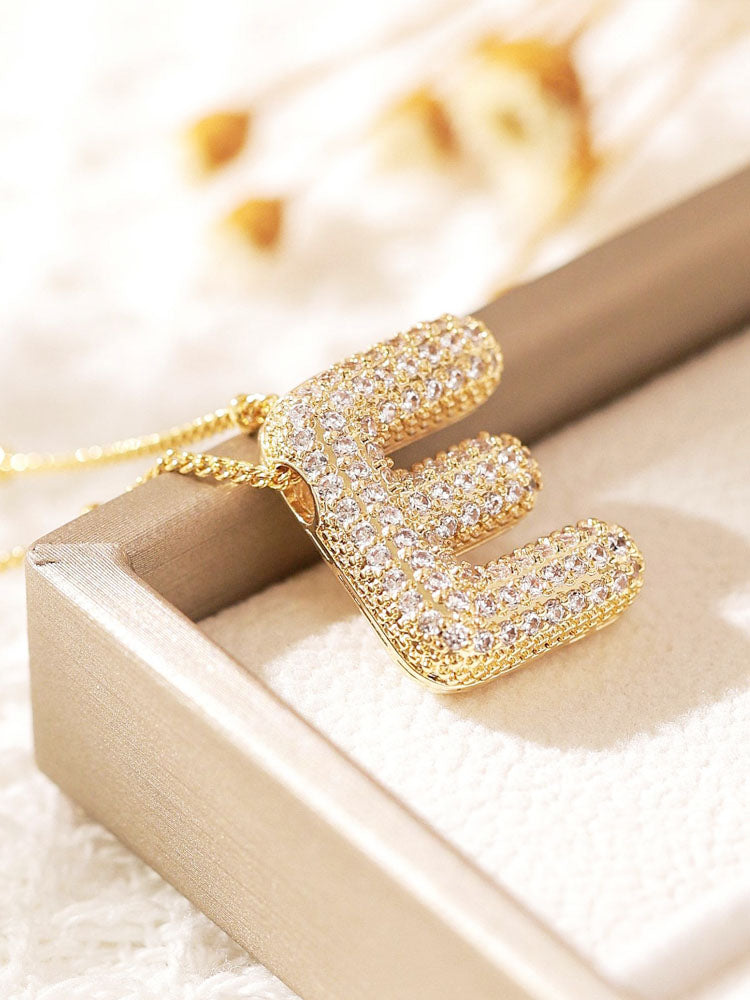 Pavé Bubble Letter Monogram ketting