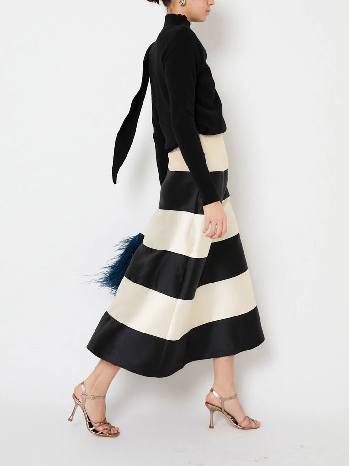 Turtleneck Draped Top & Colorblock midi dress