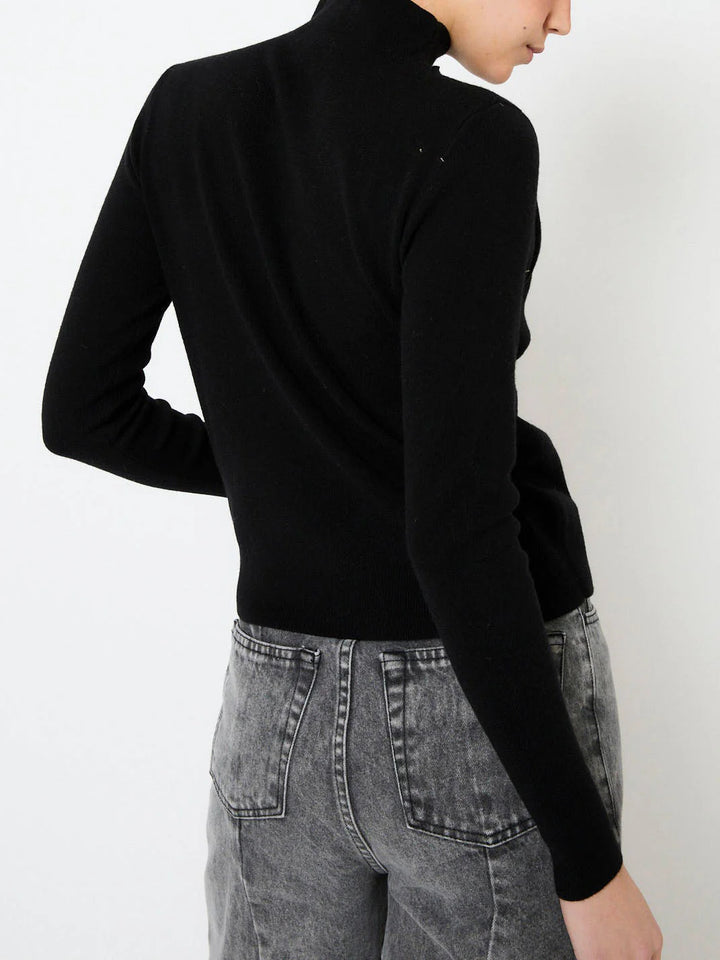 Turtleneck Draped Top & Colorblock midi dress