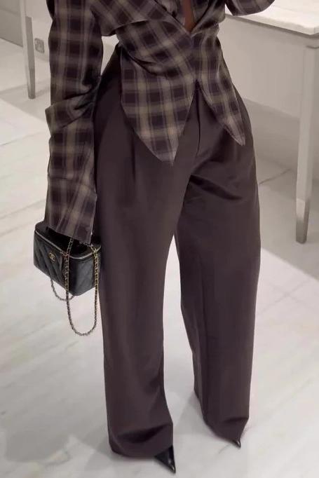 Pantalones de blazer con bolsillos plisados