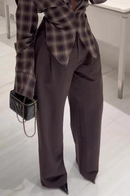 Pantalones de blazer con bolsillos plisados