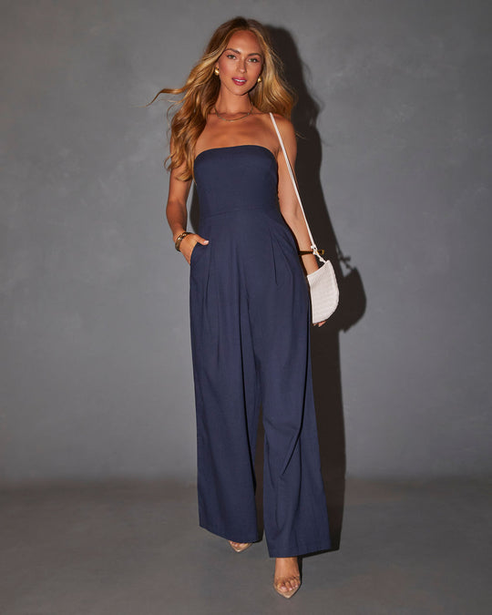 Asul na Tube Top Jumpsuit