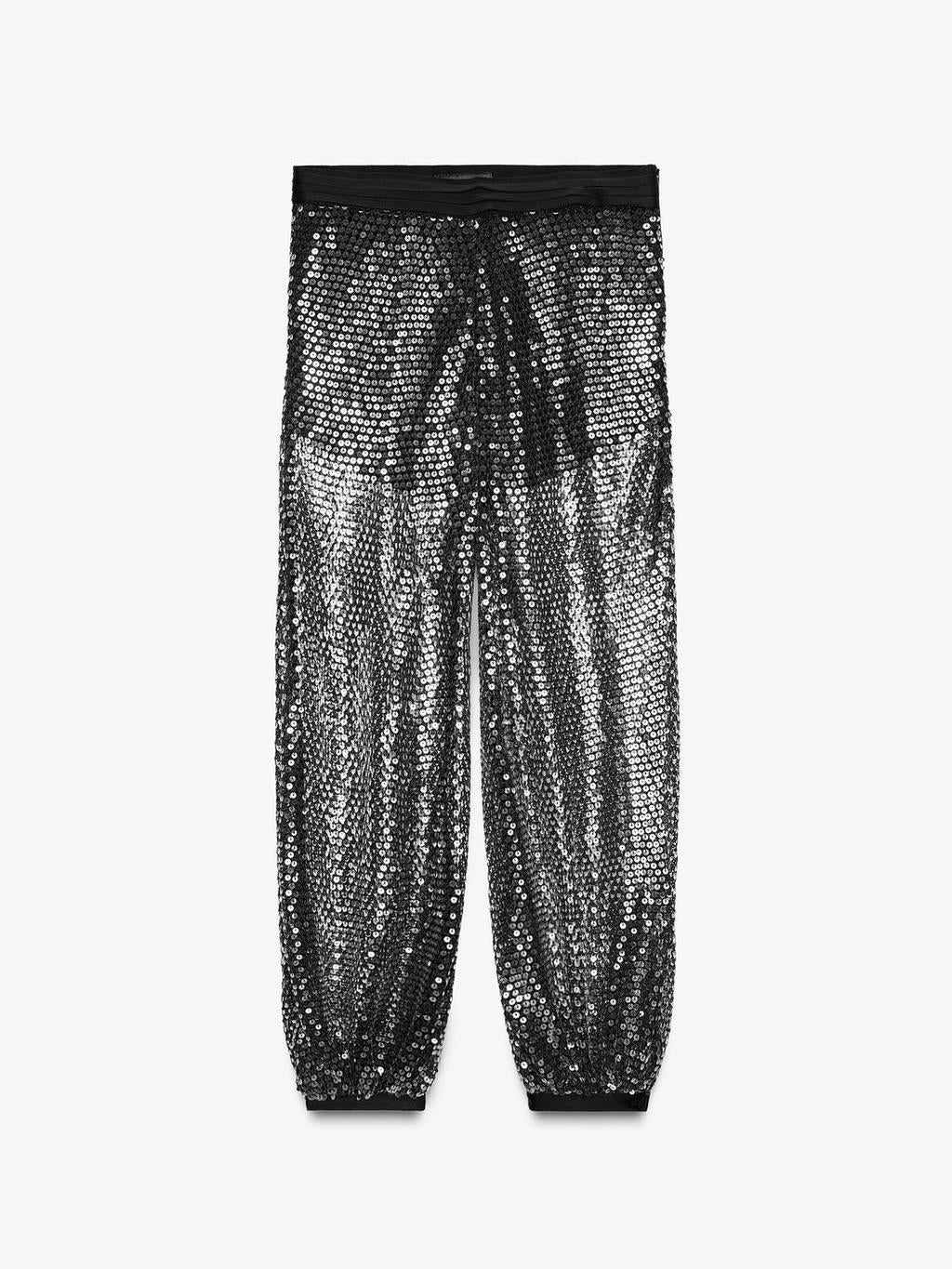 Sheer Sequin Embellished Trousers