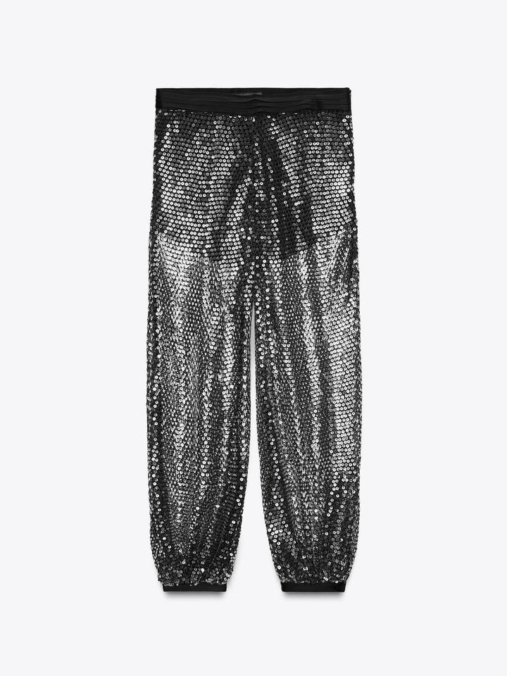 Sheer Sequin Embellished Trousers