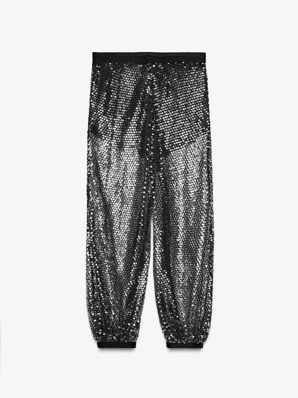 Sheer Sequin Embellished Trousers