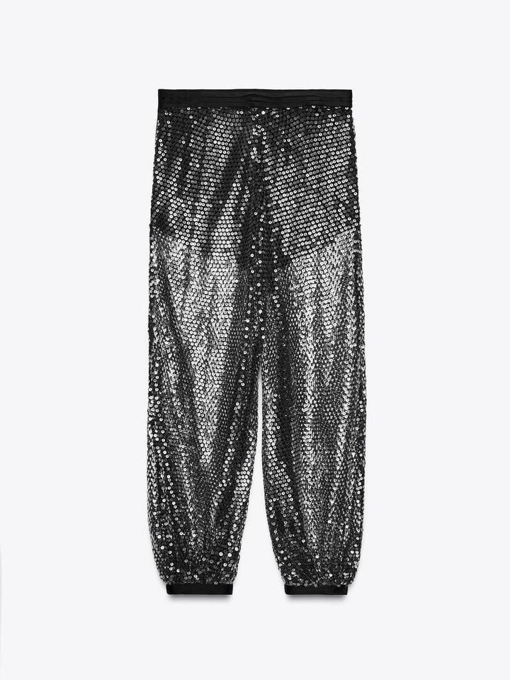 Sheer Sequin Embellished Trousers