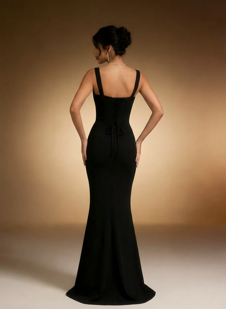 Deep V Embellished Velvet Mermaid Gown