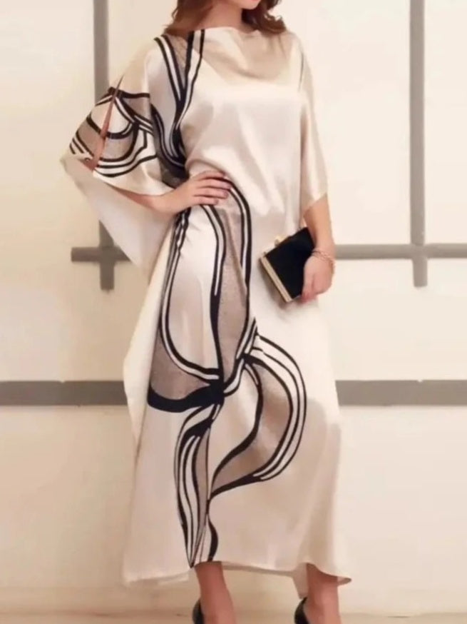 Elegance Swirl – Von abstrakter Kunst inspirierter Seidenkaftan