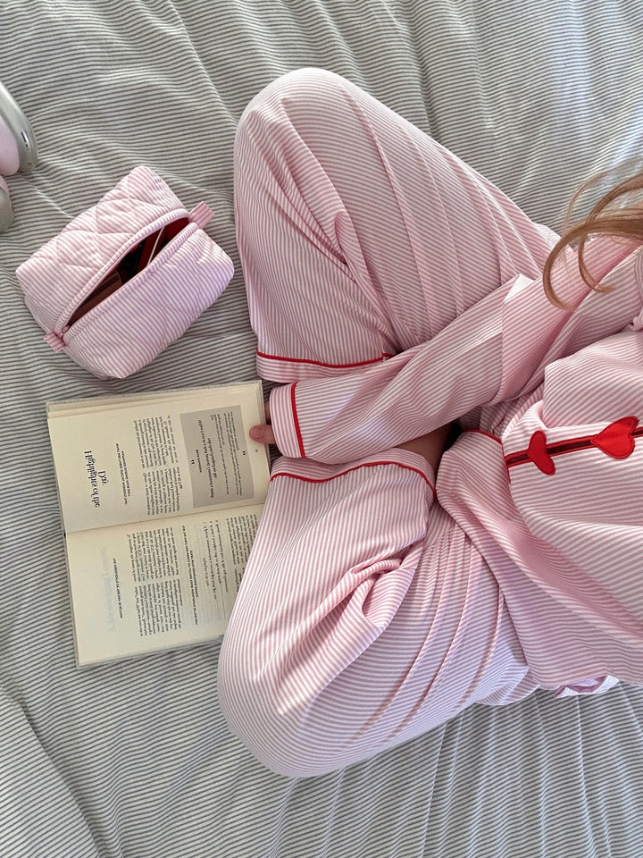 Pijama Girl Love în dungi roz