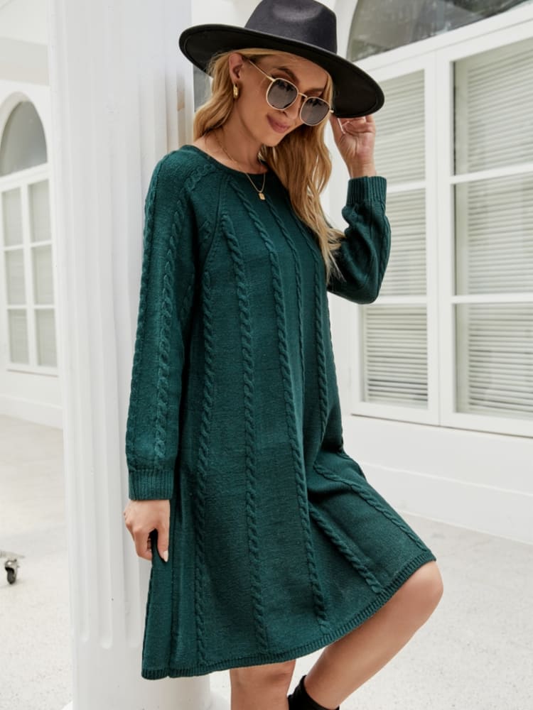 Sopistikadong Solid Color A-Line Knit Dress