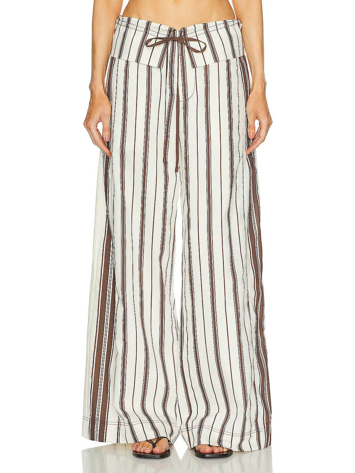 Cannoli Striped Fold-Over Waist Pants