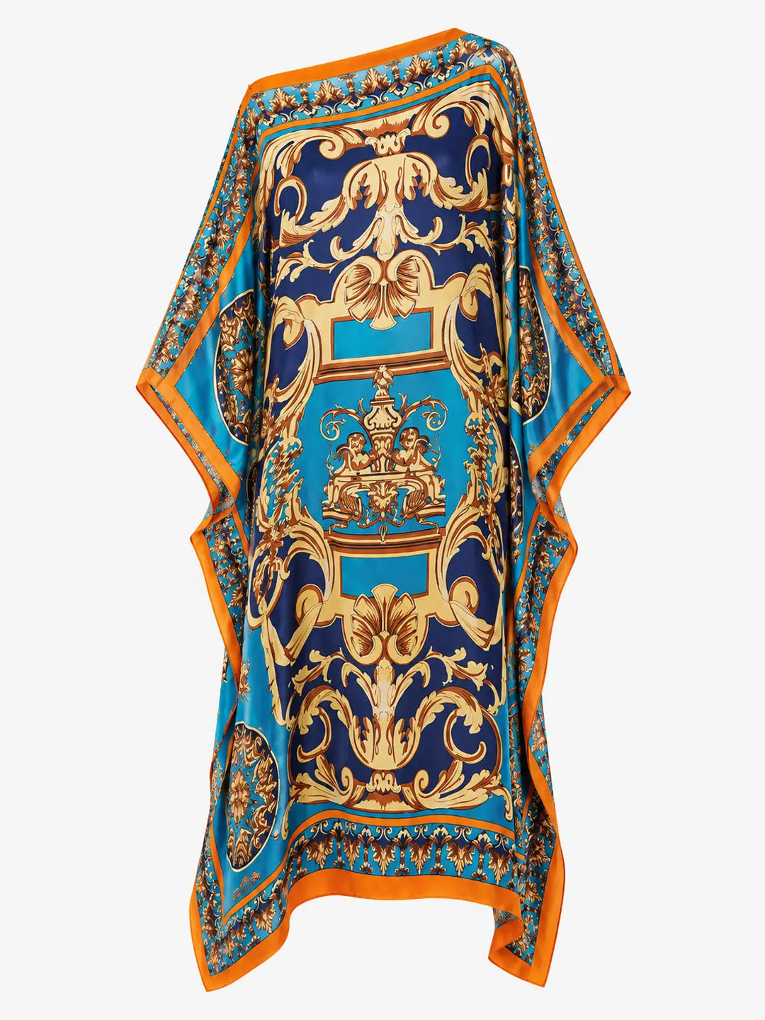 Zdobené maxi šaty kaftan s řasením
