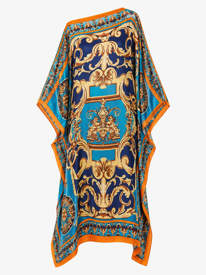Zdobené maxi šaty kaftan s řasením