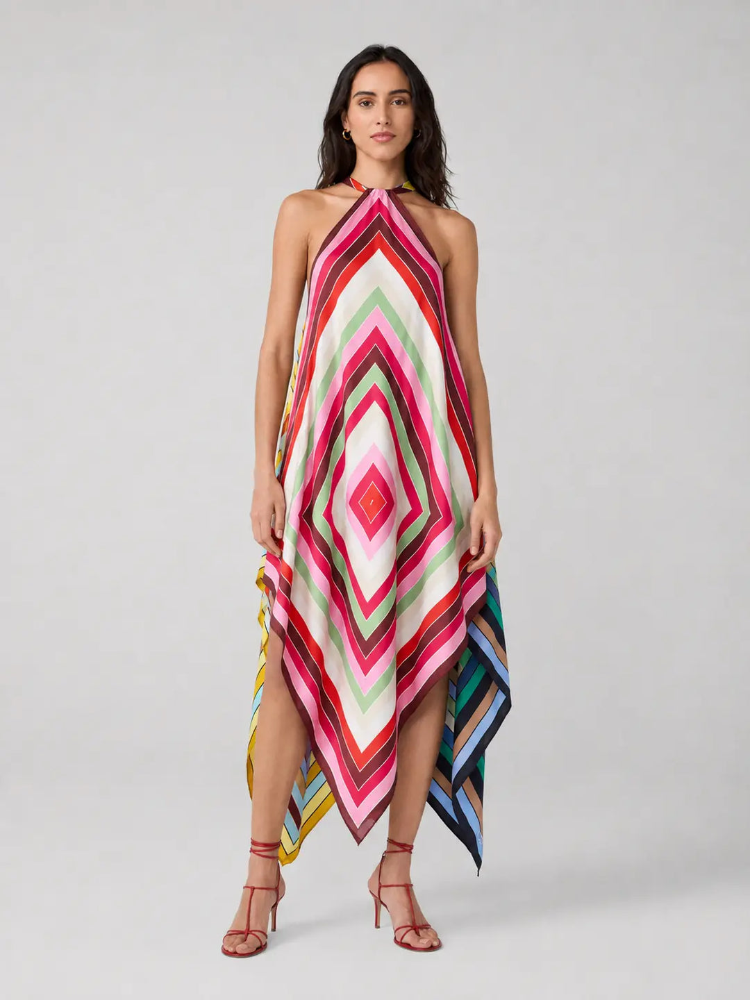 Geometric Halter Handkerchief Dress