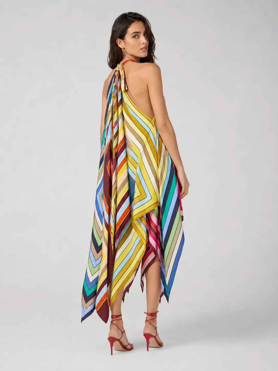 Geometric Halter Handkerchief Dress