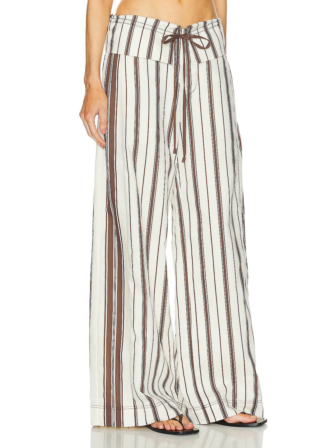 Cannoli Striped Fold-Over Waist Pants