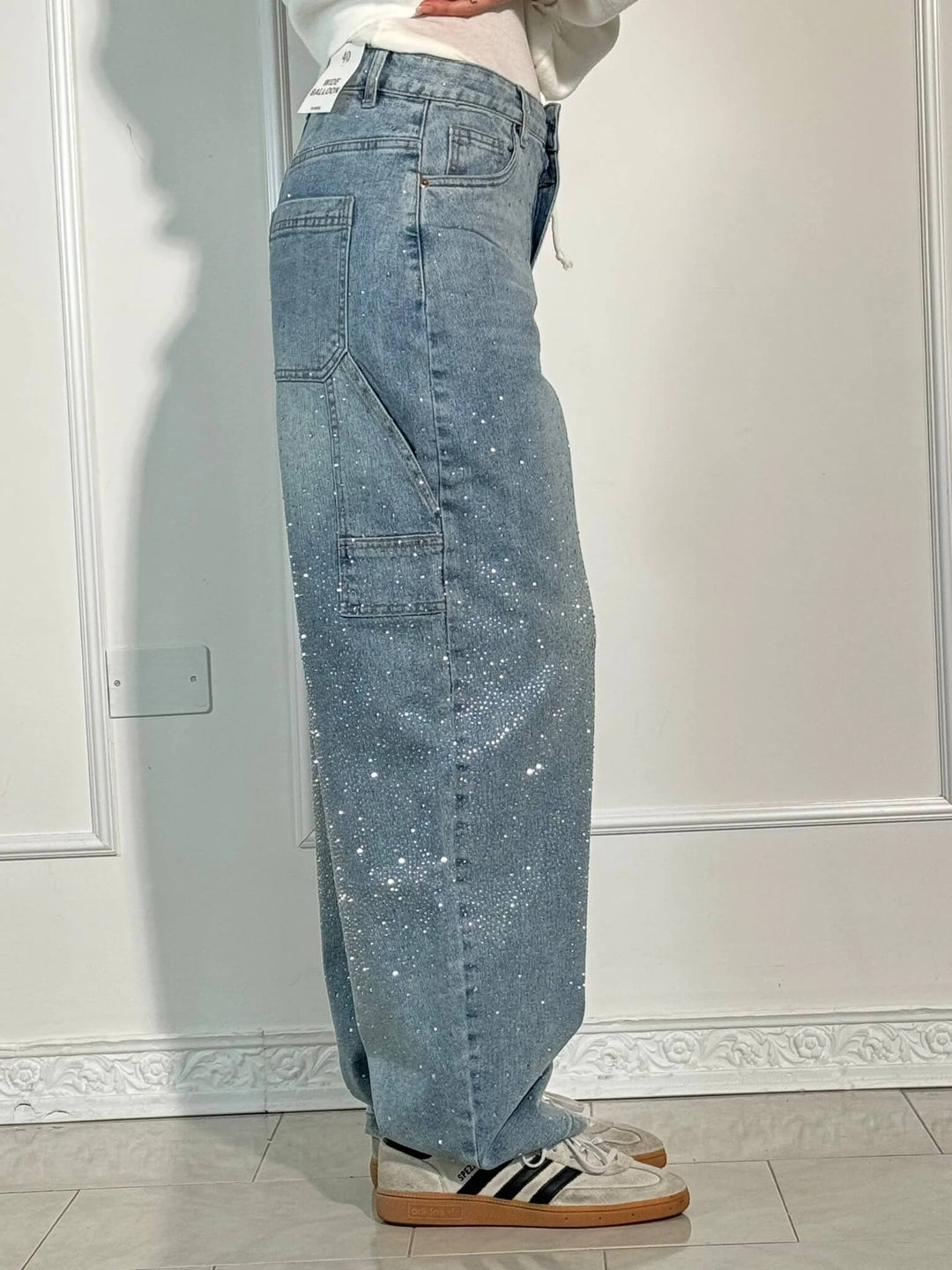 Ballong Snickare Skinande Denim Jeans