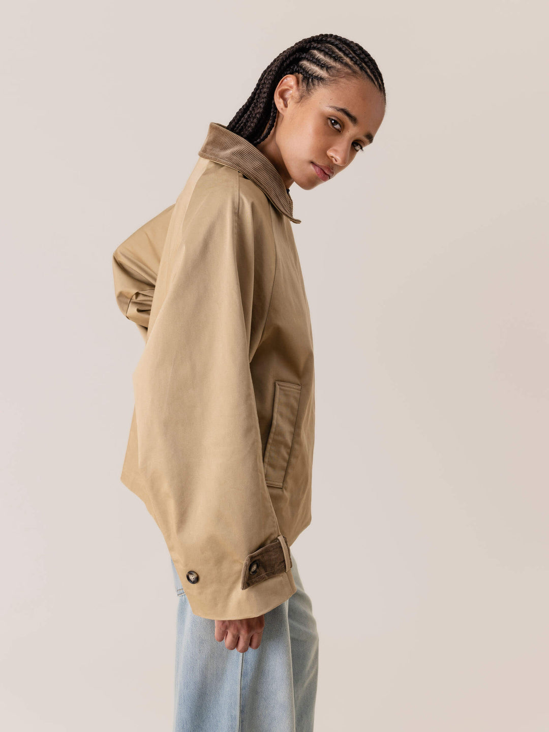 Camel Pleated Lara Short Trench Jacket