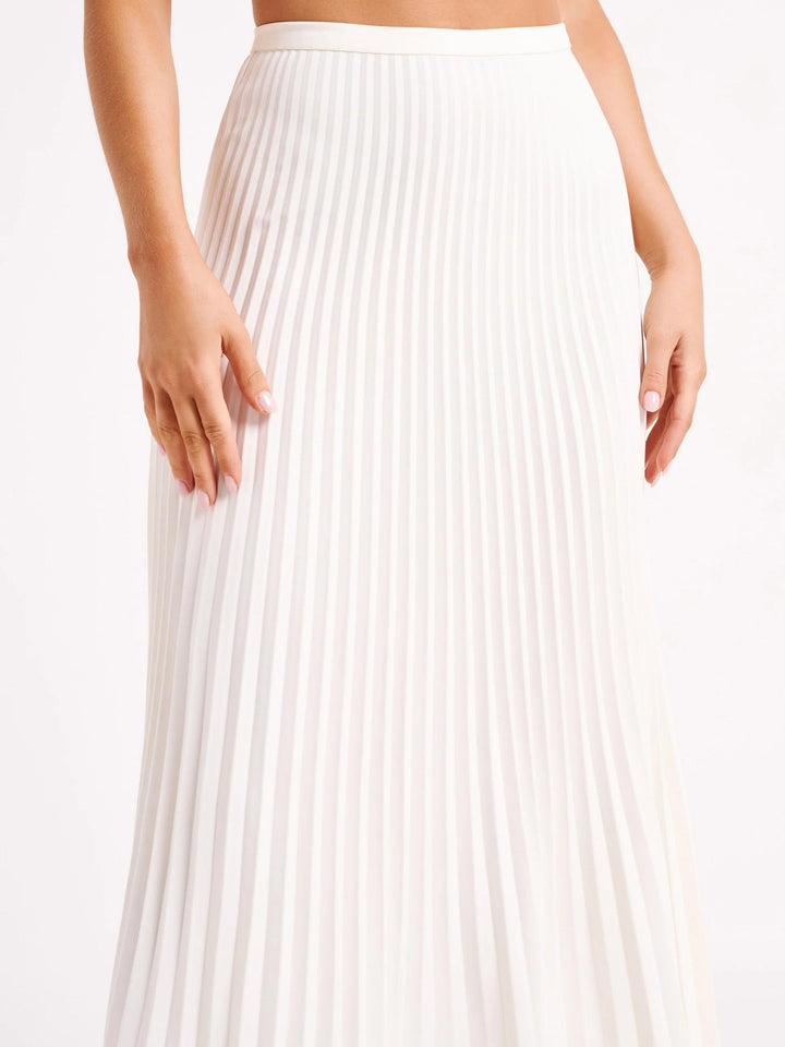 Crepe Knit Cravat Top & Pleated Suiting Maxi Skirt