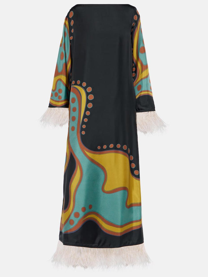 Retro Print Tassel Maxi Dress