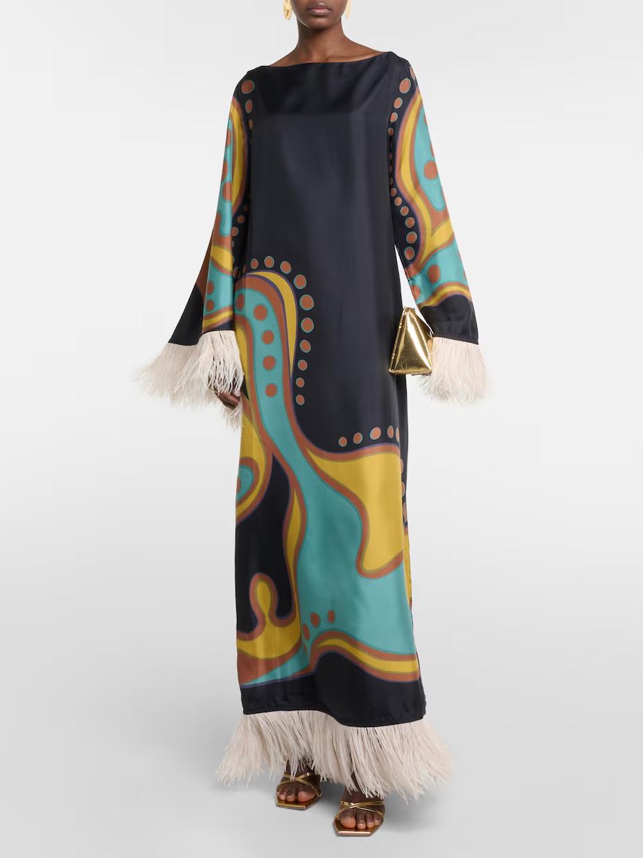 Retro Print Tassel Maxi Dress