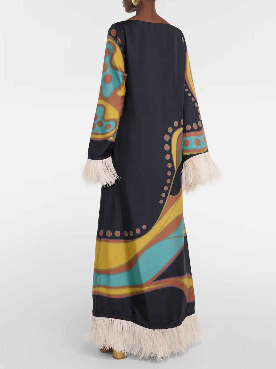 Retro Print Tassel Maxi Dress