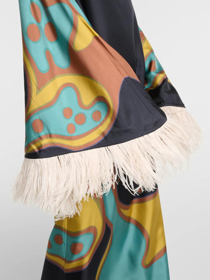 Retro Print Tassel Maxi Dress