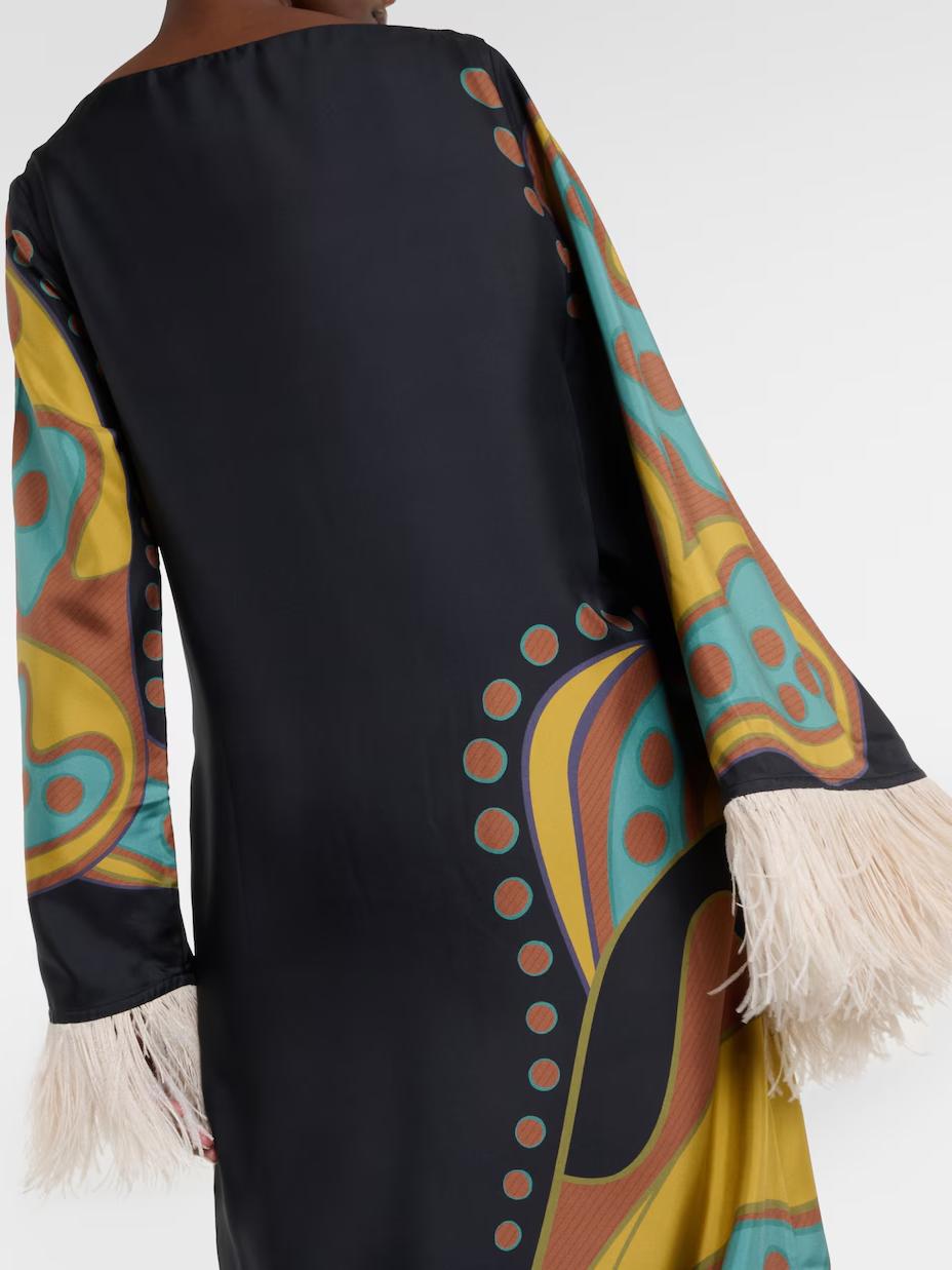Retro Print Tassel Maxi Dress