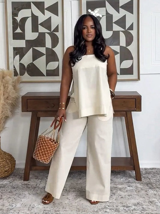 Minimalist Side Slit Pants Set
