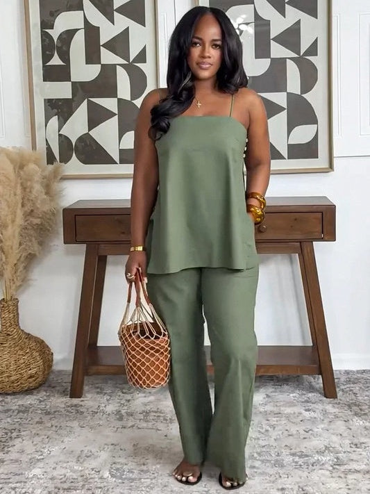 Minimalist Side Slit Pants Set