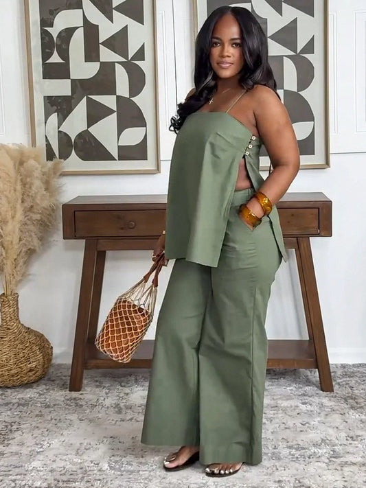 Minimalist Side Slit Pants Set