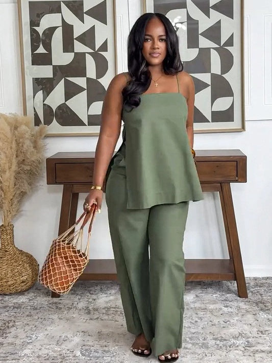 Minimalist Side Slit Pants Set