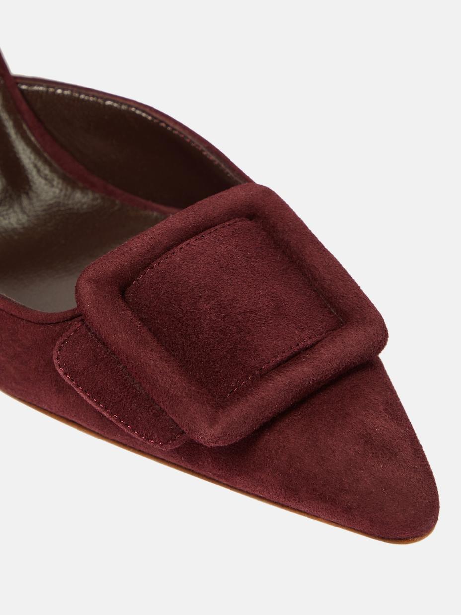 Spiss tå stiletthæl Elegant Cow Suede Beltespenne Pumps